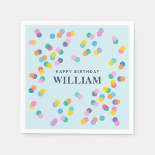 Happy Birthday Individuelle Name Confetti Pastel B Serviette