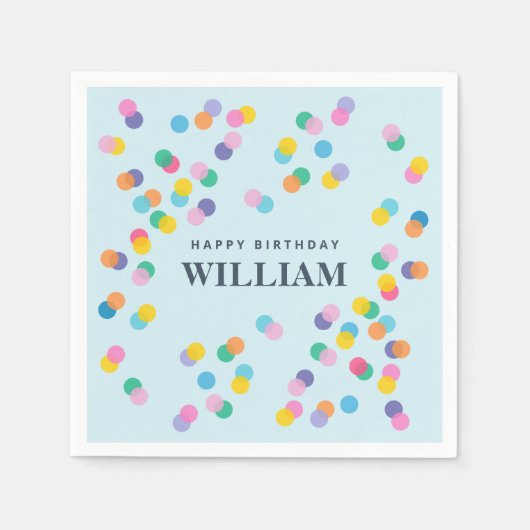 Happy Birthday Individuelle Name Confetti Pastel B Serviette (Vorderseite)