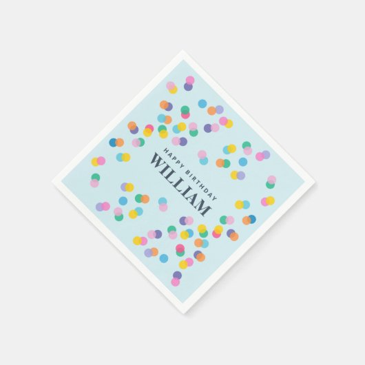 Happy Birthday Individuelle Name Confetti Pastel B Serviette (Ecke)