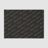 Happy Birthday Individuelle Name Elegantes Schwarz Seidenpapier (Vorderseite)
