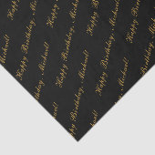 Happy Birthday Individuelle Name Elegantes Schwarz Seidenpapier (Ausschnitt)
