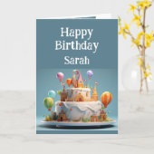 Happy Birthday Individuelle Name Fantasy Cake Karte (Gelbe Blume)