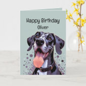 Happy Birthday Individuelle Name Funny Great Dane Karte (Gelbe Blume)