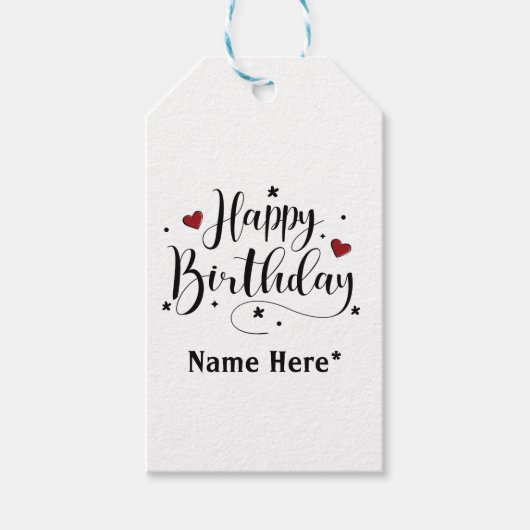 Happy Birthday Individuelle Name Geschenkanhänger (Vorderseite)