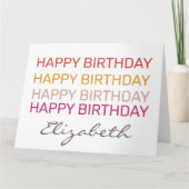 Happy Birthday individuelle Name Karte (Vorderseite)