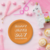 Happy Birthday Individuelle Name orange Pappteller (Party)