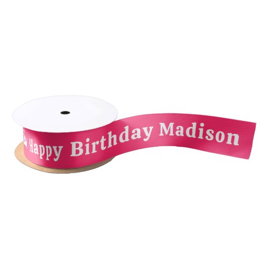 Happy Birthday Individuelle Name Personalisiert Satinband (Spule)