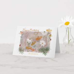 Happy Birthday Individuelle Name Watercolor Wildbl Karte