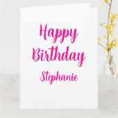 Happy Birthday Individuelle Name White Hot Pink Gi Karte (Gelbe Blume)