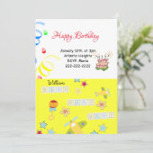 Happy Birthday Invitation Airplane Yellow Baby Einladung (Stehend Vorderseite)