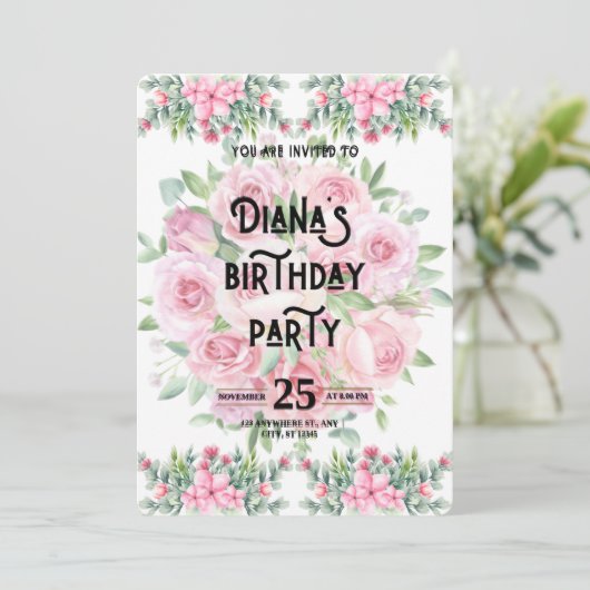 Happy Birthday Invitation Einladung (Stehend Vorderseite)