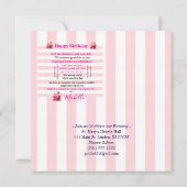 Happy Birthday Invitation Pink & White Stripe Einladung (Rückseite)