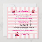 Happy Birthday Invitation Pink & White Stripe Einladung (Vorderseite)