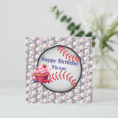 Happy Birthday Invitation Stripe Blue Baseball Einladung (Stehend Vorderseite)
