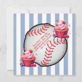Happy Birthday Invitation Stripe Blue Baseball Einladung (Rückseite)