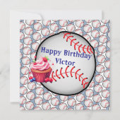 Happy Birthday Invitation Stripe Blue Baseball Einladung (Vorderseite)
