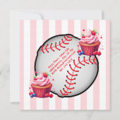 Happy Birthday Invitation Stripe Pink Baseball Einladung (Rückseite)
