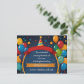 Happy Birthday Invite Postkarte (Stehend Vorderseite)
