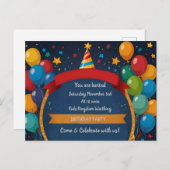 Happy Birthday Invite Postkarte (Vorne/Hinten)