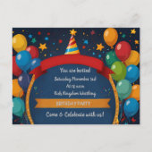 Happy Birthday Invite Postkarte (Vorderseite)