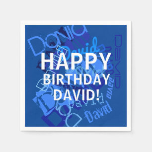 "Happy Birthday" (irgendein Name) Blau Serviette
