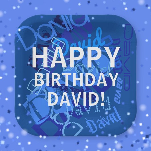 Happy Birthday (irgendein Name) Blue Pappteller