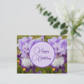 Happy Birthday Iris floral Ladys Postcard Postkarte (Stehend Vorderseite)