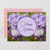 Happy Birthday Iris floral Ladys Postcard Postkarte (Vorne/Hinten)