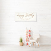 Happy Birthday Ivory Tan Modern Script Banner (Insitu)