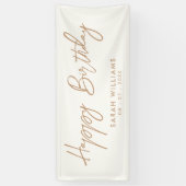 Happy Birthday Ivory Tan Modern Script Banner (Vertikal)