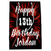 Happy Birthday JA AGE 13. Mittlere Geschenktüte (Vorderseite)