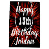 Happy Birthday JA AGE 13. Mittlere Geschenktüte (Rückseite)