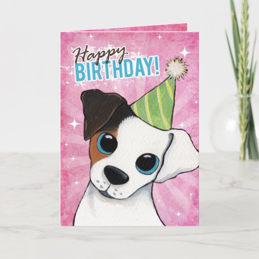 Happy Birthday Jack Russell Party Dog Karte (Vorderseite)