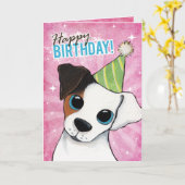Happy Birthday Jack Russell Party Dog Karte (Gelbe Blume)