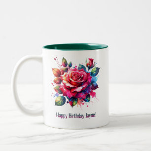Happy Birthday Jayne Zweifarbige Tasse