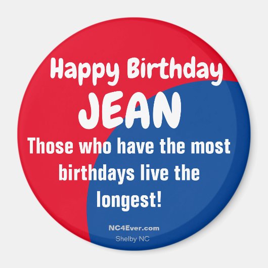 Happy Birthday JEAN Kühlschrank Magnet (Vorne)