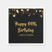 Happy Birthday JEAR Gold Stars Personalisiert Serviette (Vorderseite)