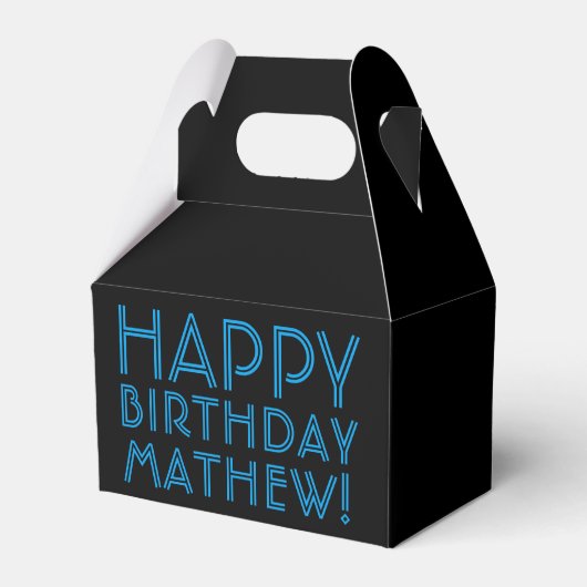Happy Birthday (JEDER NAME) | Blau & Schwarz (oder Geschenkschachtel (Vorderseite)