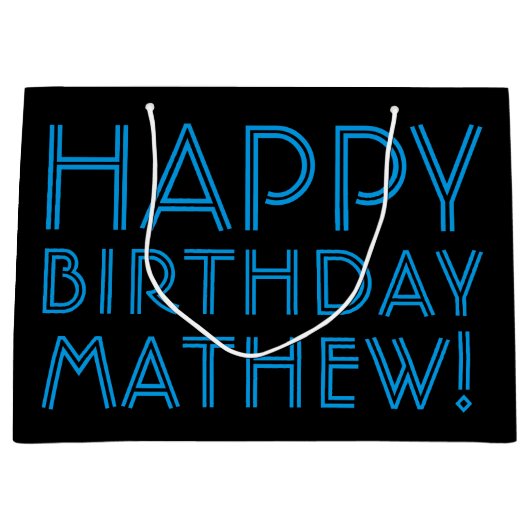 Happy Birthday (JEDER NAME) | Blau & Schwarz (oder Große Geschenktüte (Vorderseite)