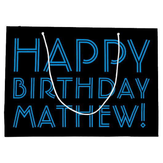Happy Birthday (JEDER NAME) | Blau & Schwarz (oder Große Geschenktüte (Rückseite)