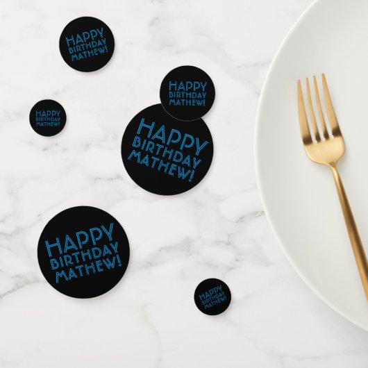 Happy Birthday (JEDER NAME) | Blau & Schwarz (oder Konfetti (Gruppe)