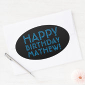 Happy Birthday (JEDER NAME) | Blau & Schwarz (oder Ovaler Aufkleber (Umschlag)