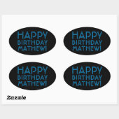 Happy Birthday (JEDER NAME) | Blau & Schwarz (oder Ovaler Aufkleber (Blatt)