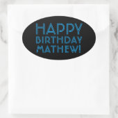 Happy Birthday (JEDER NAME) | Blau & Schwarz (oder Ovaler Aufkleber (Tasche)