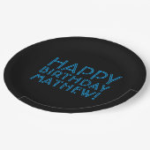 Happy Birthday (JEDER NAME) | Blau & Schwarz (oder Pappteller (Schrägansicht)