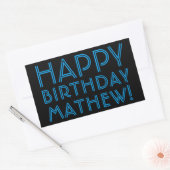 Happy Birthday (JEDER NAME) | Blau & Schwarz (oder Rechteckiger Aufkleber (Umschlag)