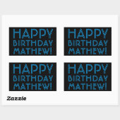 Happy Birthday (JEDER NAME) | Blau & Schwarz (oder Rechteckiger Aufkleber (Blatt)