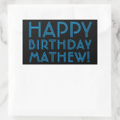 Happy Birthday (JEDER NAME) | Blau & Schwarz (oder Rechteckiger Aufkleber (Tasche)