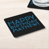 Happy Birthday (JEDER NAME) | Blau & Schwarz (oder Rechteckiger Pappuntersetzer (angewinkelt)