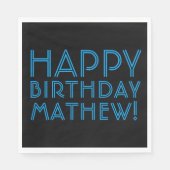 Happy Birthday (JEDER NAME) | Blau & Schwarz (oder Serviette (Vorderseite)